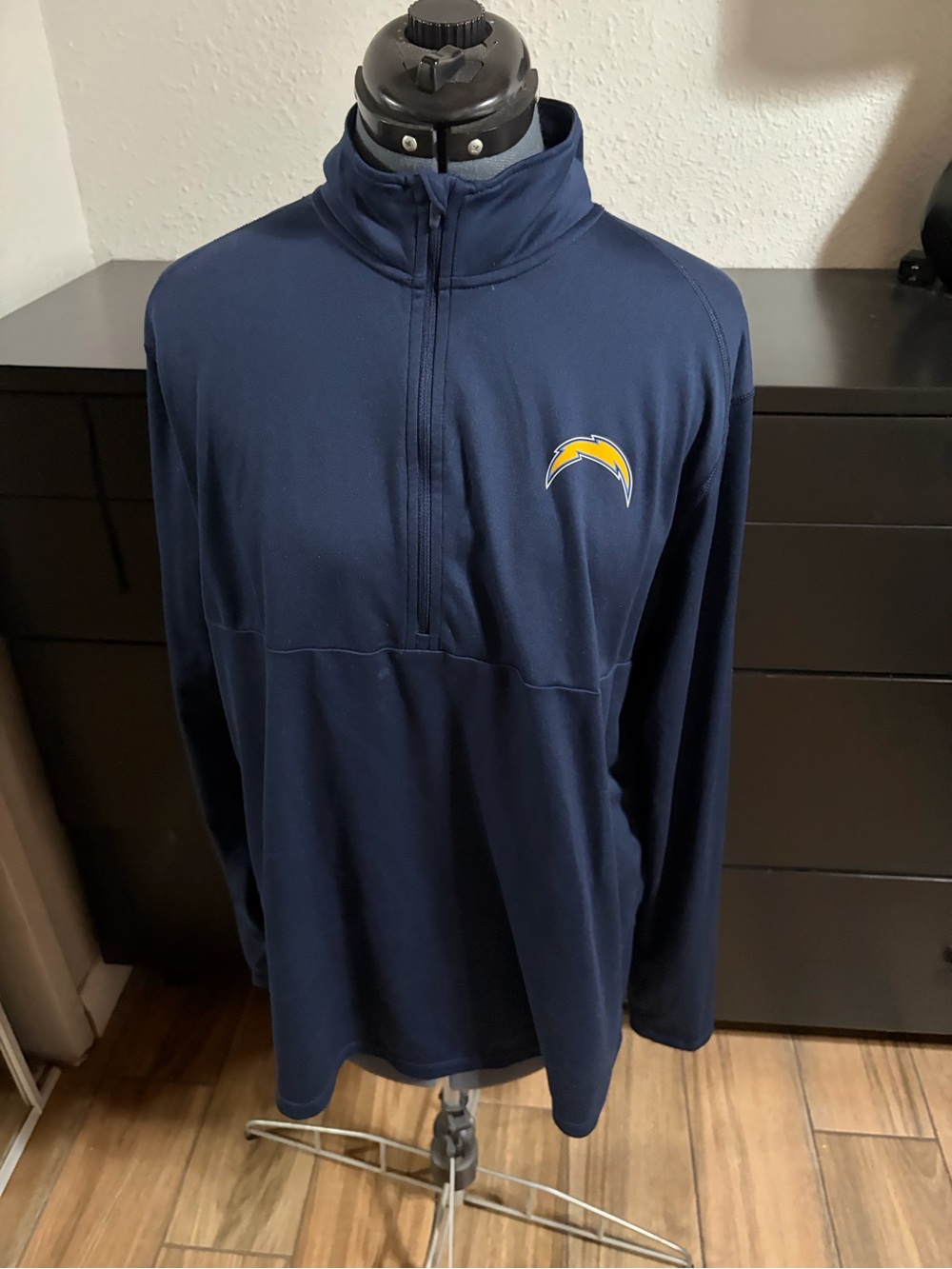 Nike NFL Chargers Navy Half-Zip Pullover with Yellow Logo